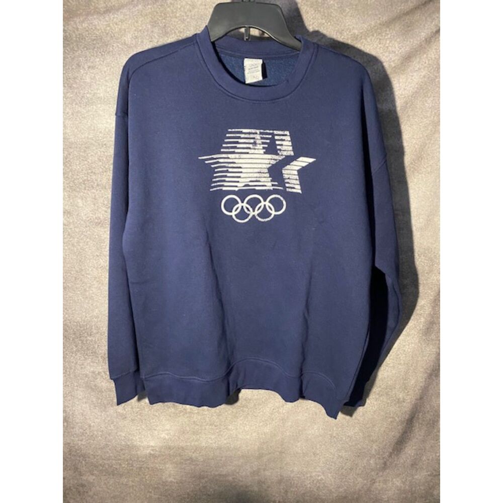 Official Olympic Heritage Sweatshirt Large USA Star Rings Graphic Crewneck Navy